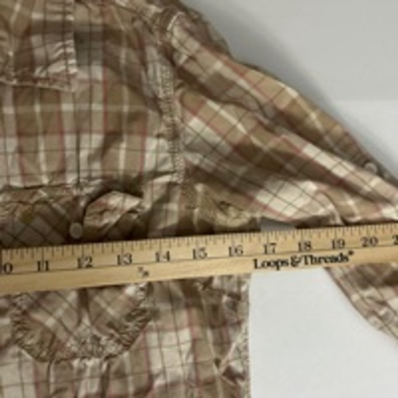 Women's Carhartt Plaid Button-Up Shirt Size S Beige Pink - Picture 6 of 7